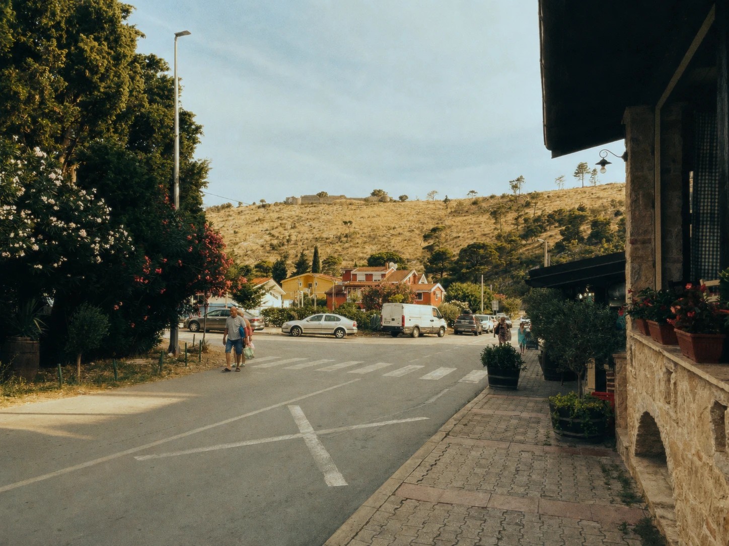 Shops and restaurants beside the villa